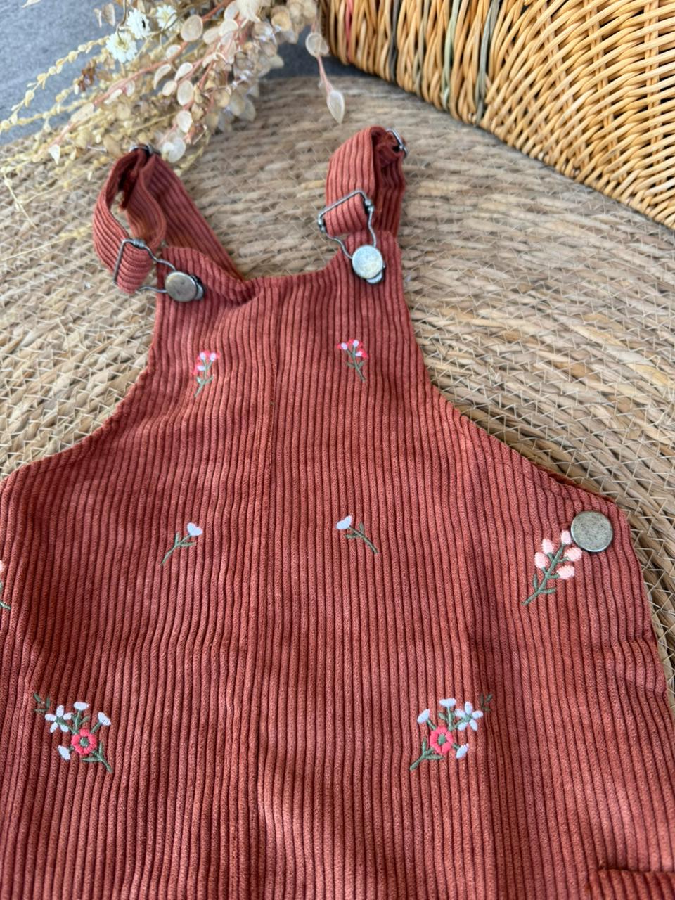 corduroy pinafore dress-brown