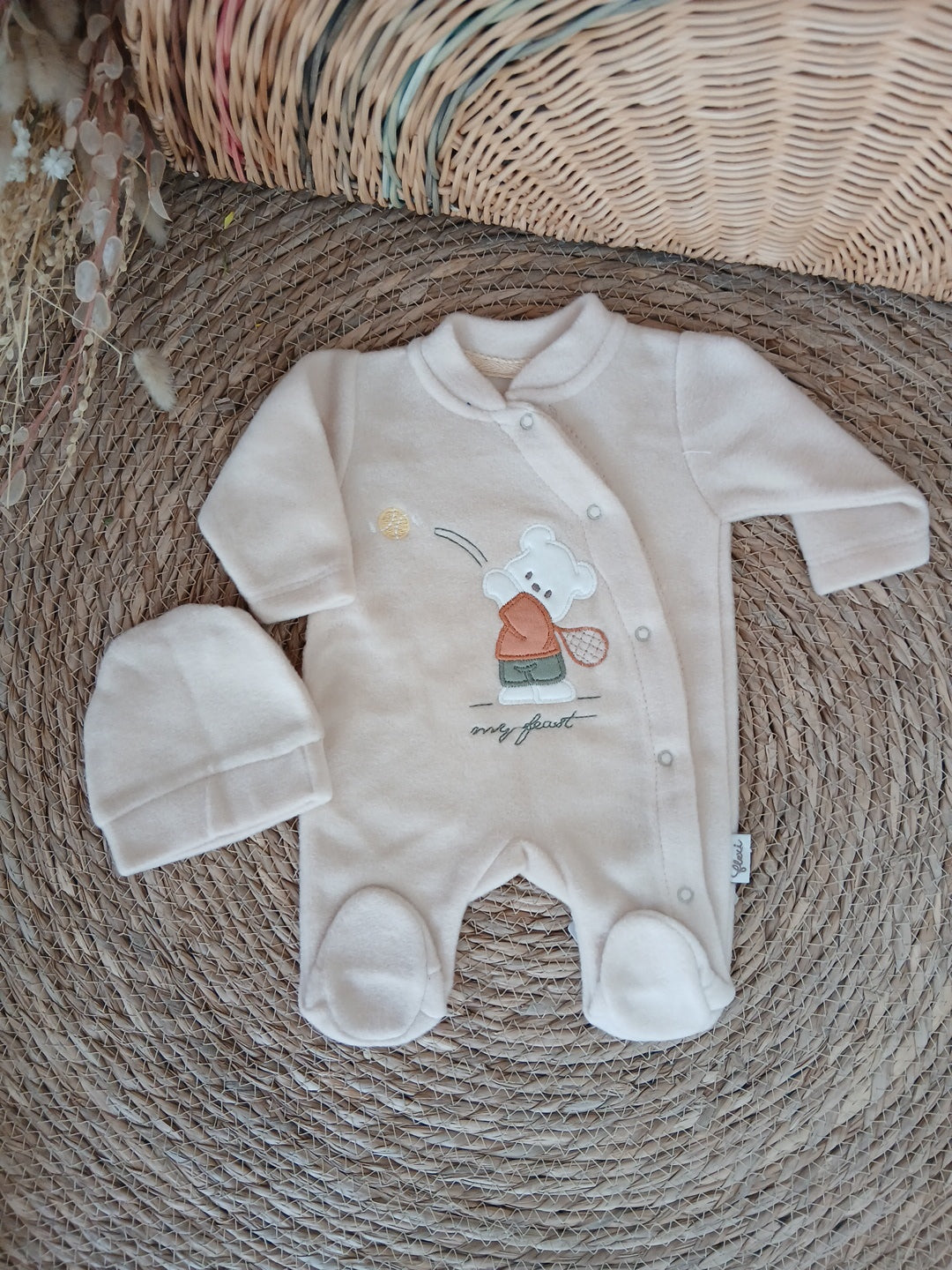 Tennis Teddy Overall-cream