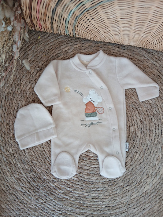 Tennis Teddy Overall-cream