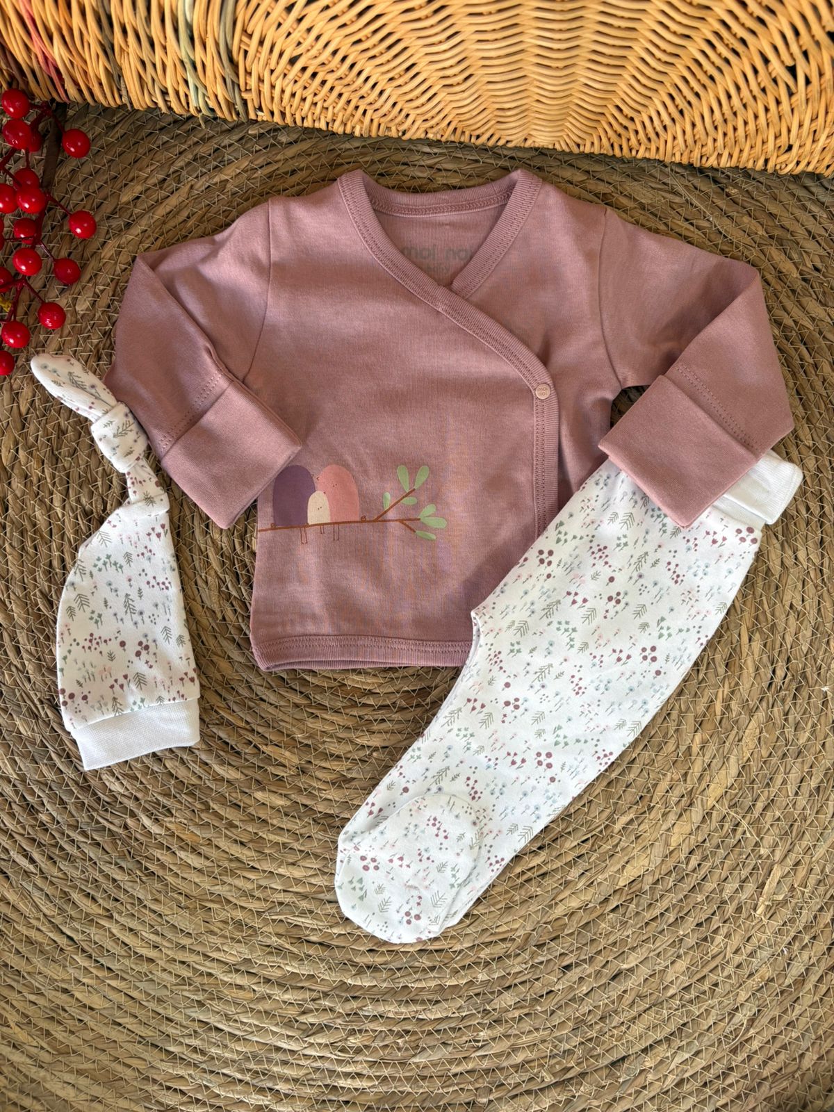 Pink Bird Kimono Set