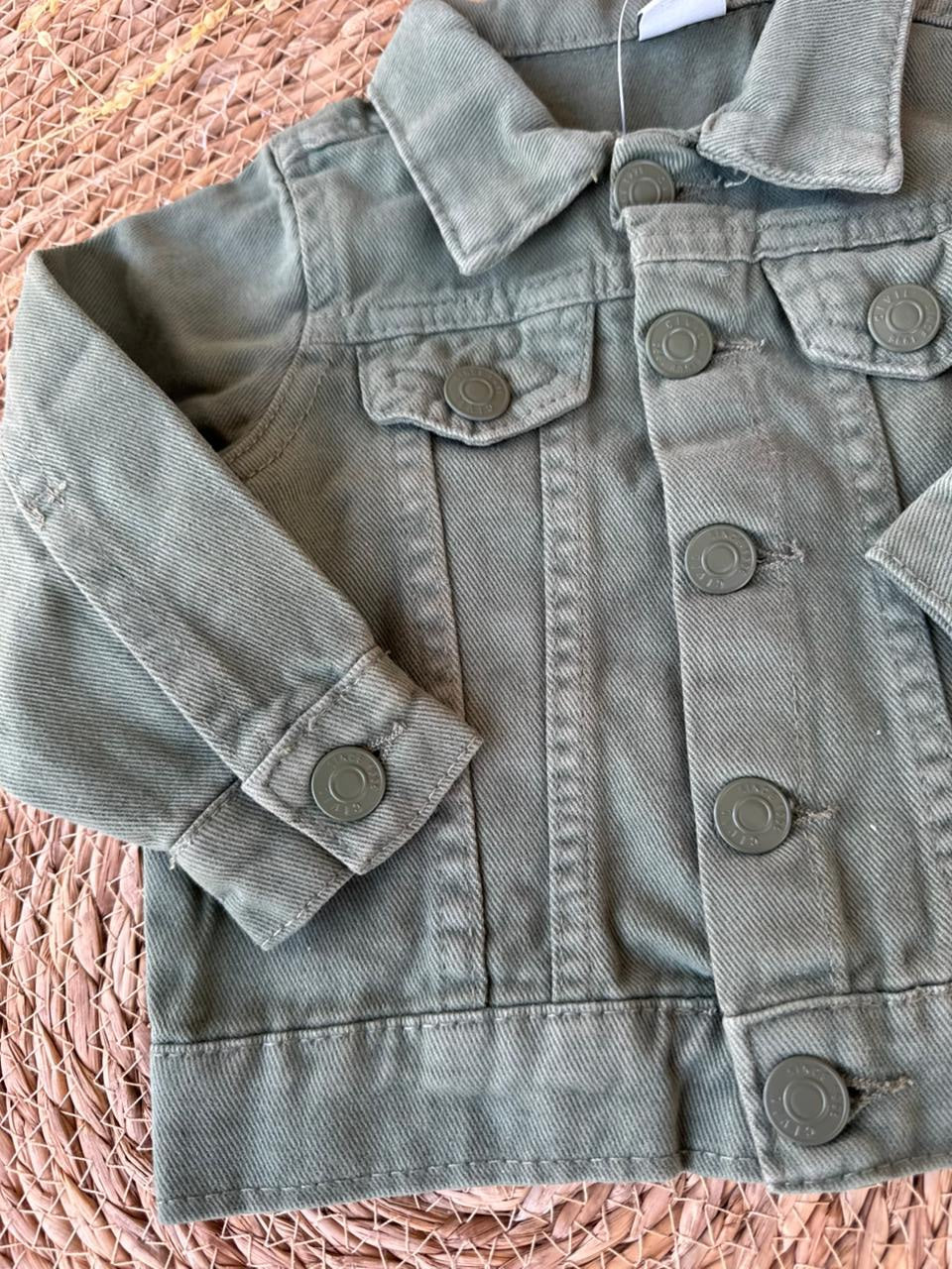 Baby Olive Green Denim Jacket