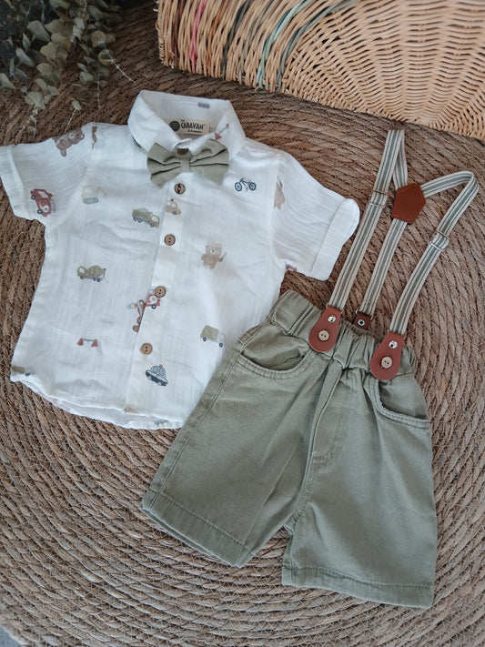Playfull linen set of 4pcs- sage green
