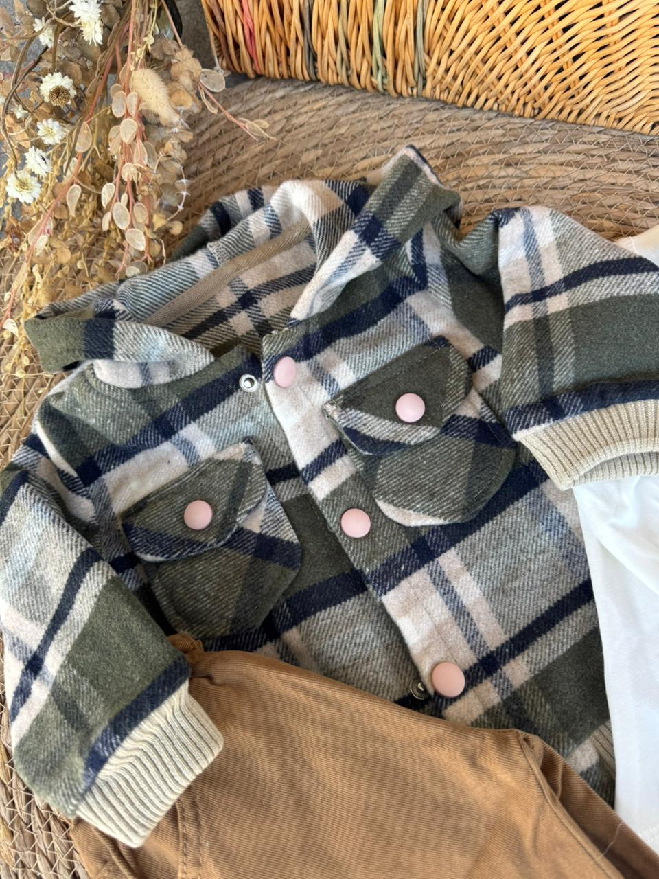 Plaid Set Sage Green Of 3 pcs