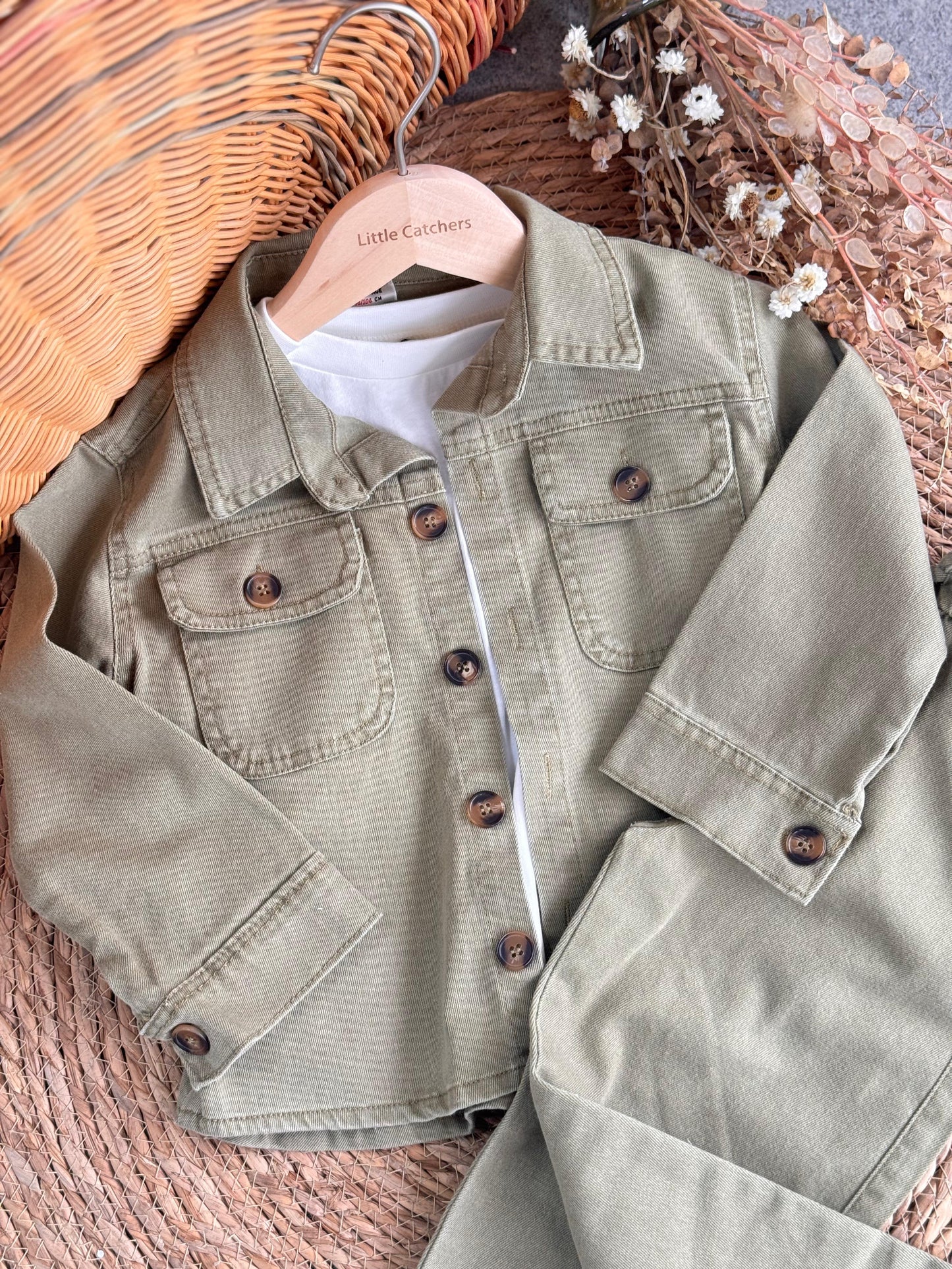 Future Denim Set-Sage green