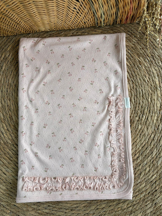 Golden Cherry Blossom Baby Blanket-Light pink