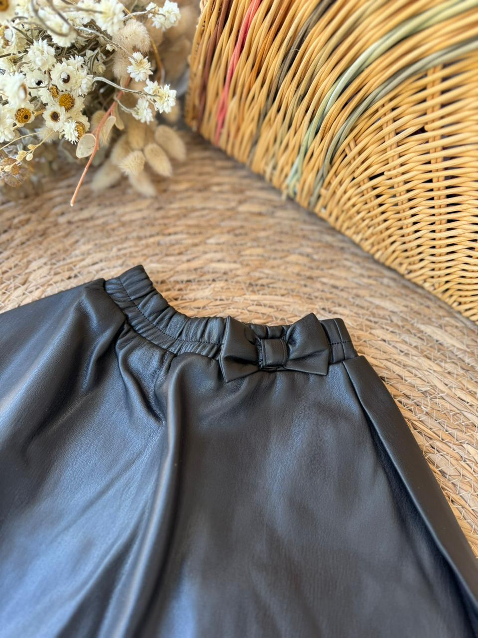 Black Faux-leather Tulle Skirt