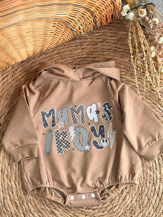 Mama's Boy Hooded Romper-Brown