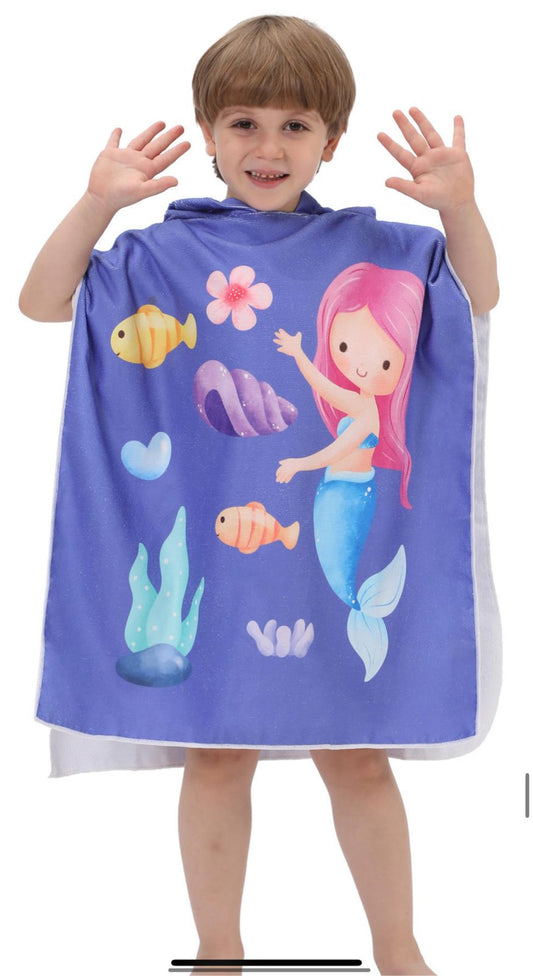Beach hooded bath towel-mermaid purple