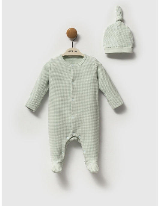 Waffles Overall With Hat-Mint