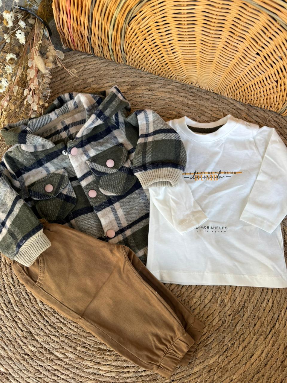 Plaid Set Sage Green Of 3 pcs