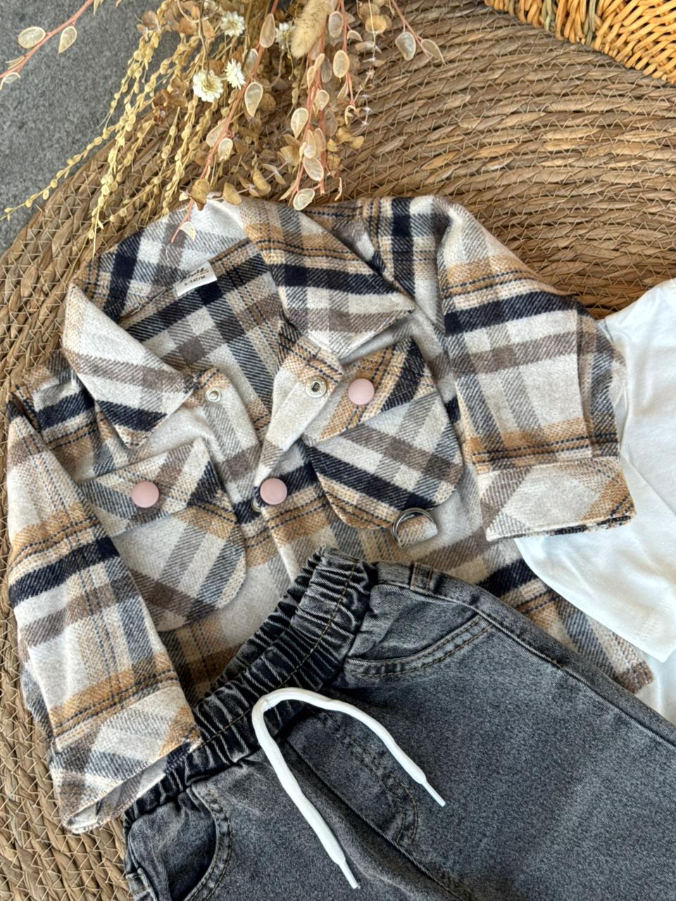 Plaid Set Mustard Of 3pcs