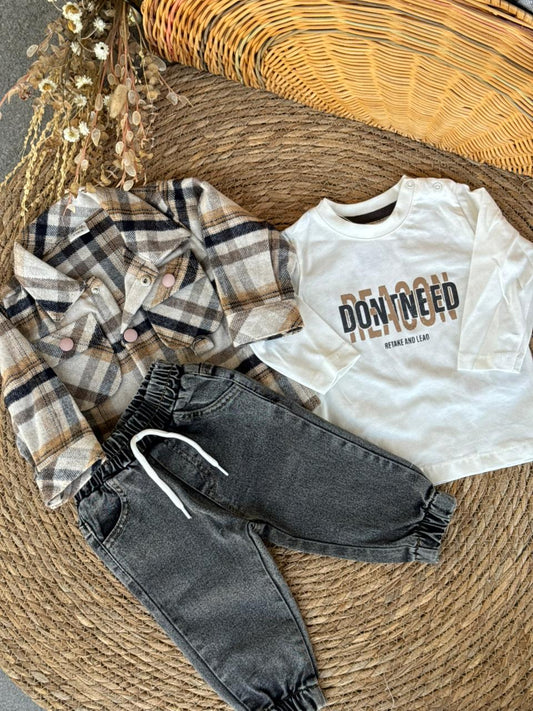 Plaid Set Mustard Of 3pcs