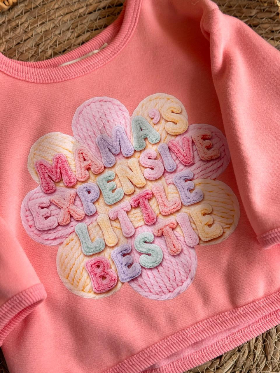 Fleeced Mama'S Bestie Sweater-Pink