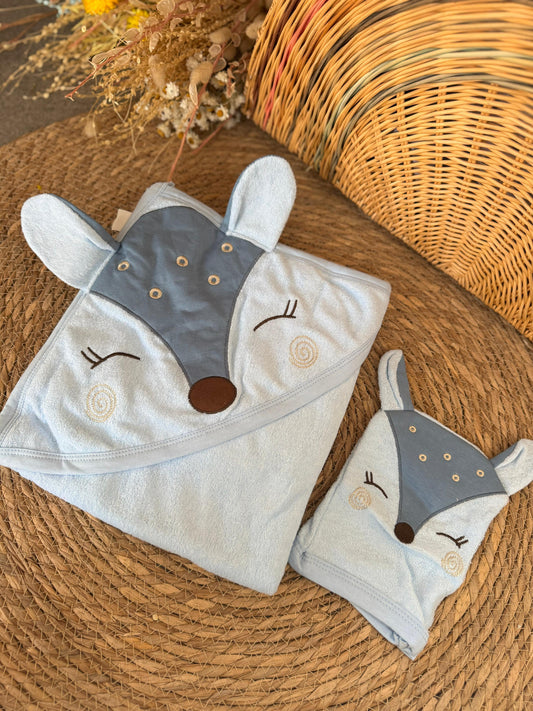 Little Fawn Bath Wrap-blue